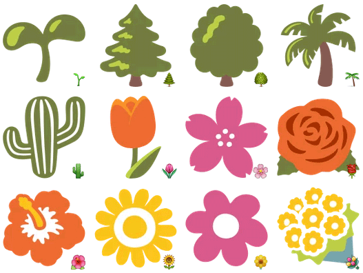 Google emoji food and nature